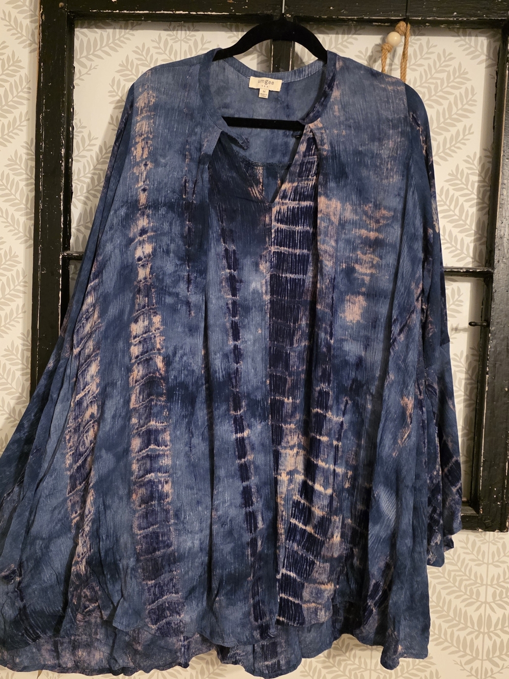 Umgee Navy Blue and Blush Tie-Dye Mini Dress